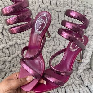 RENE CAOVILIA PURPLE SNAKESKIN HEEL